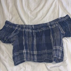Off the shoulder plaid crop top